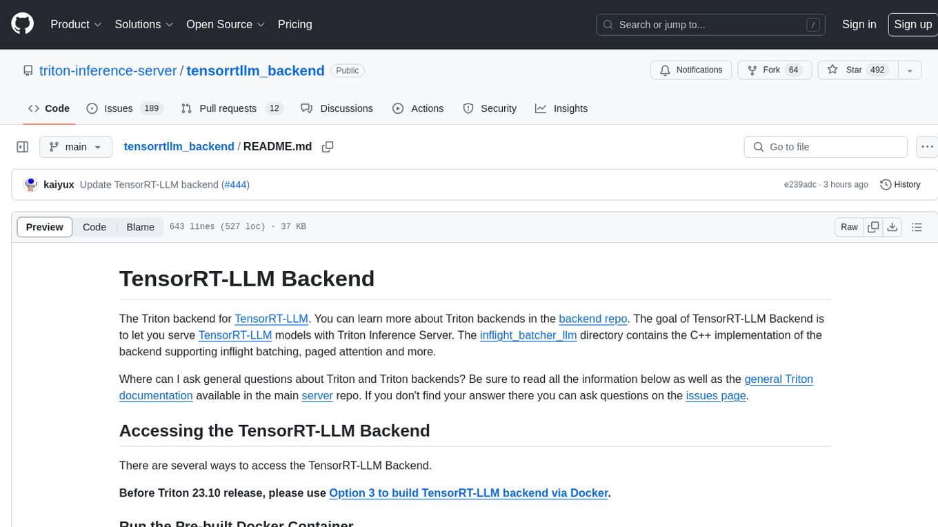 tensorrtllm_backend Screenshot