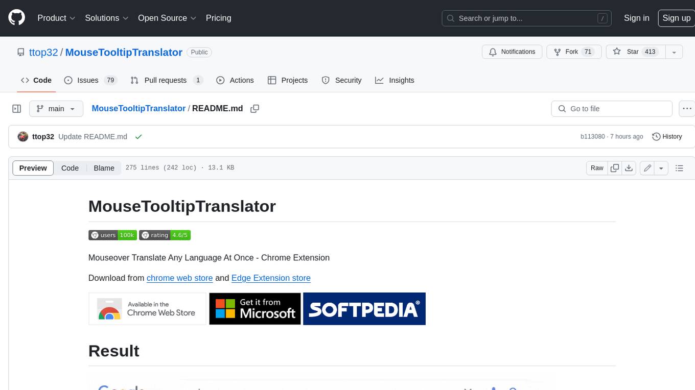 MouseTooltipTranslator Screenshot