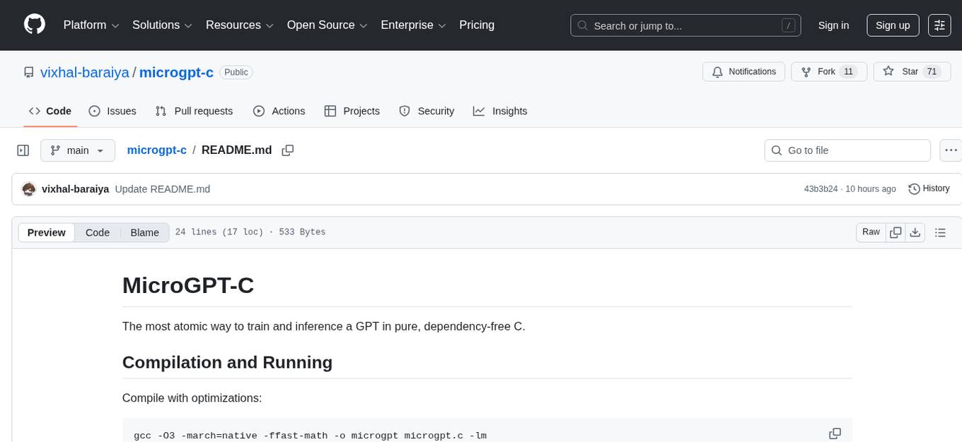 microgpt-c Screenshot