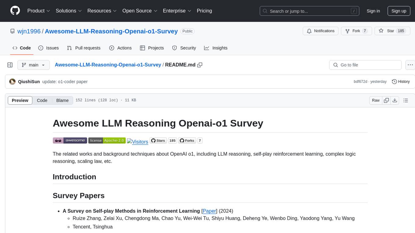 Awesome-LLM-Reasoning-Openai-o1-Survey Screenshot