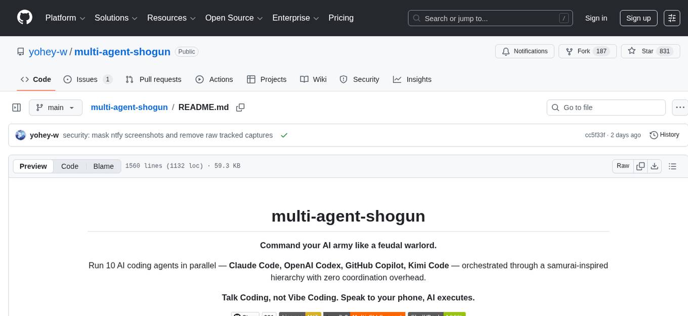 multi-agent-shogun Screenshot