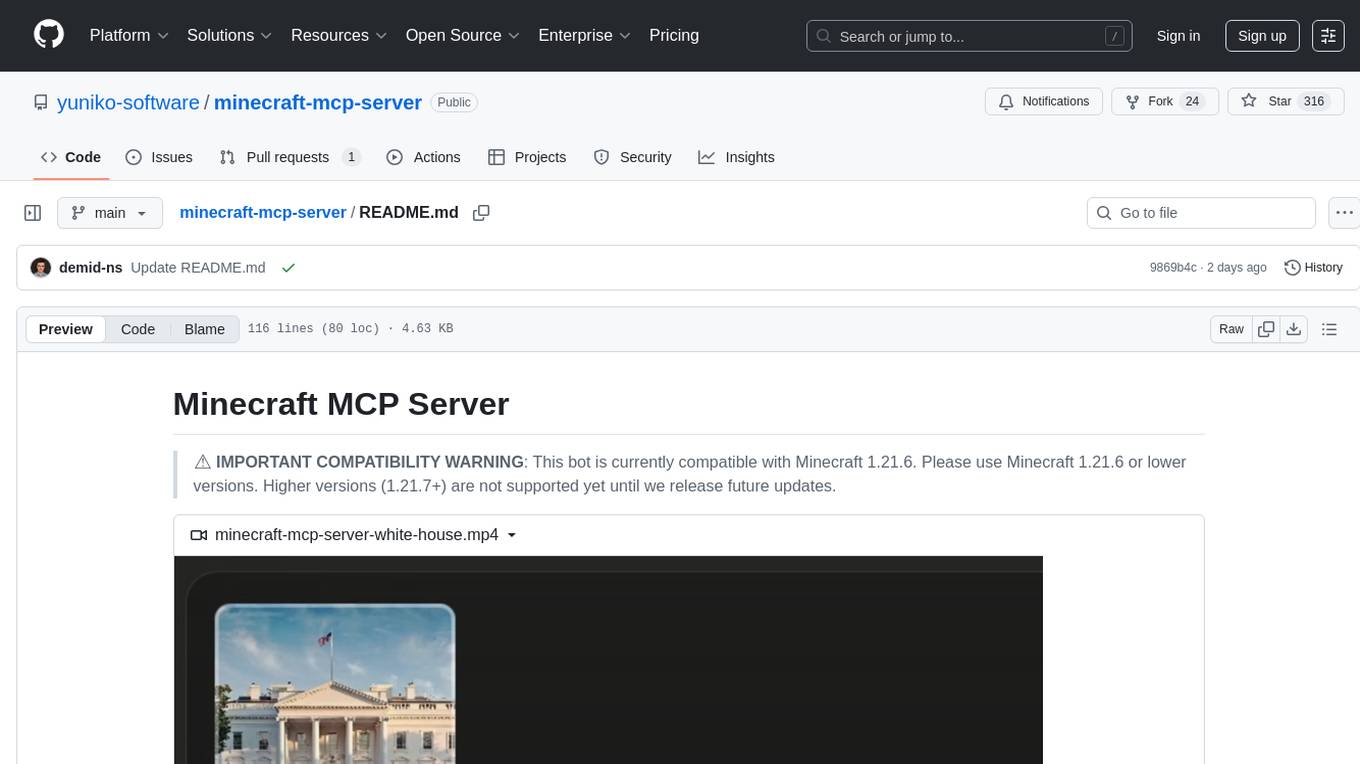 minecraft-mcp-server Screenshot