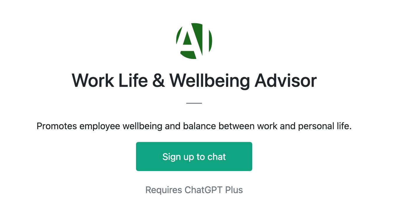 Work Life & Wellbeing Advisor Screenshot