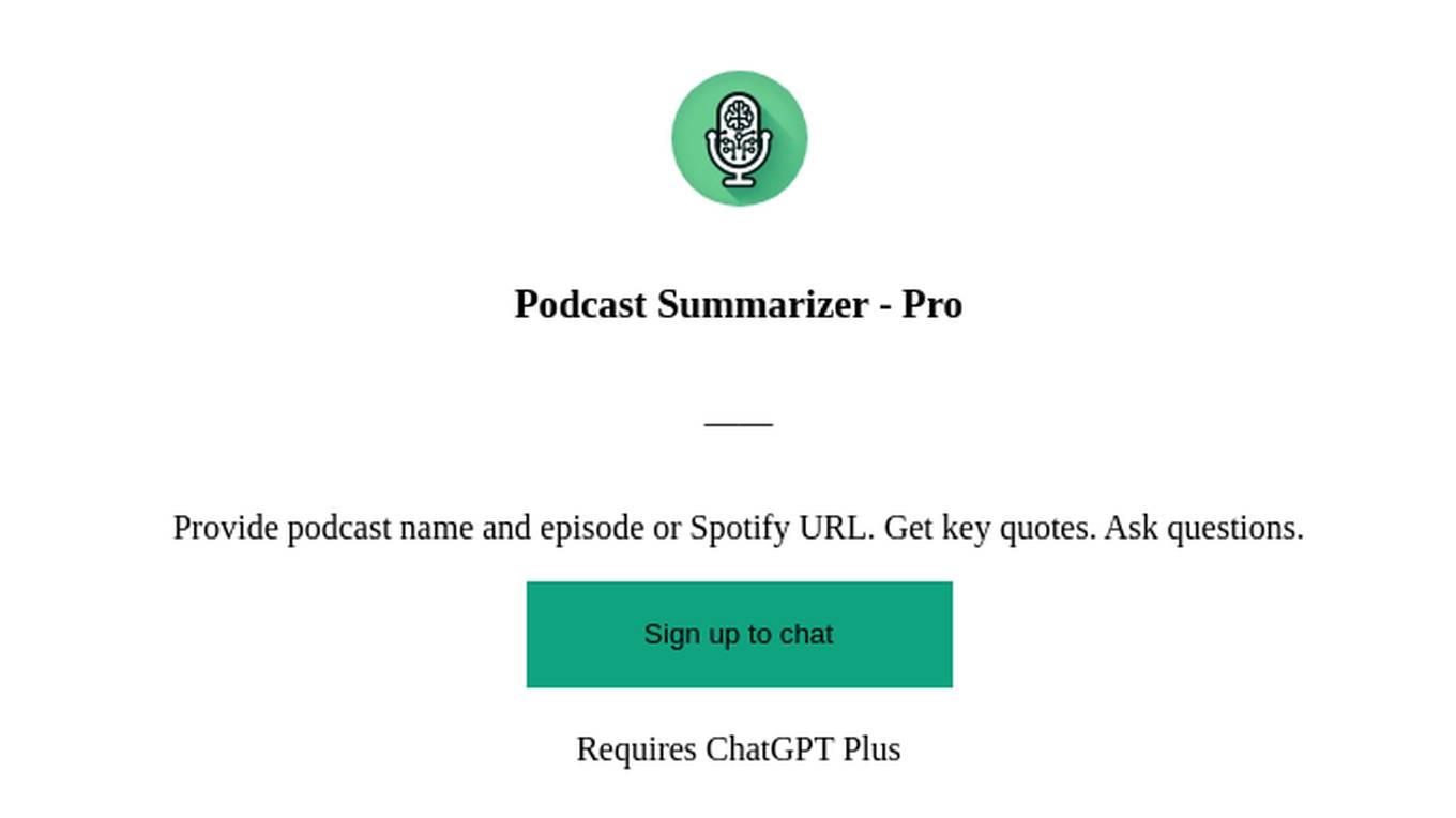 Podcast Summarizer - Pro Screenshot