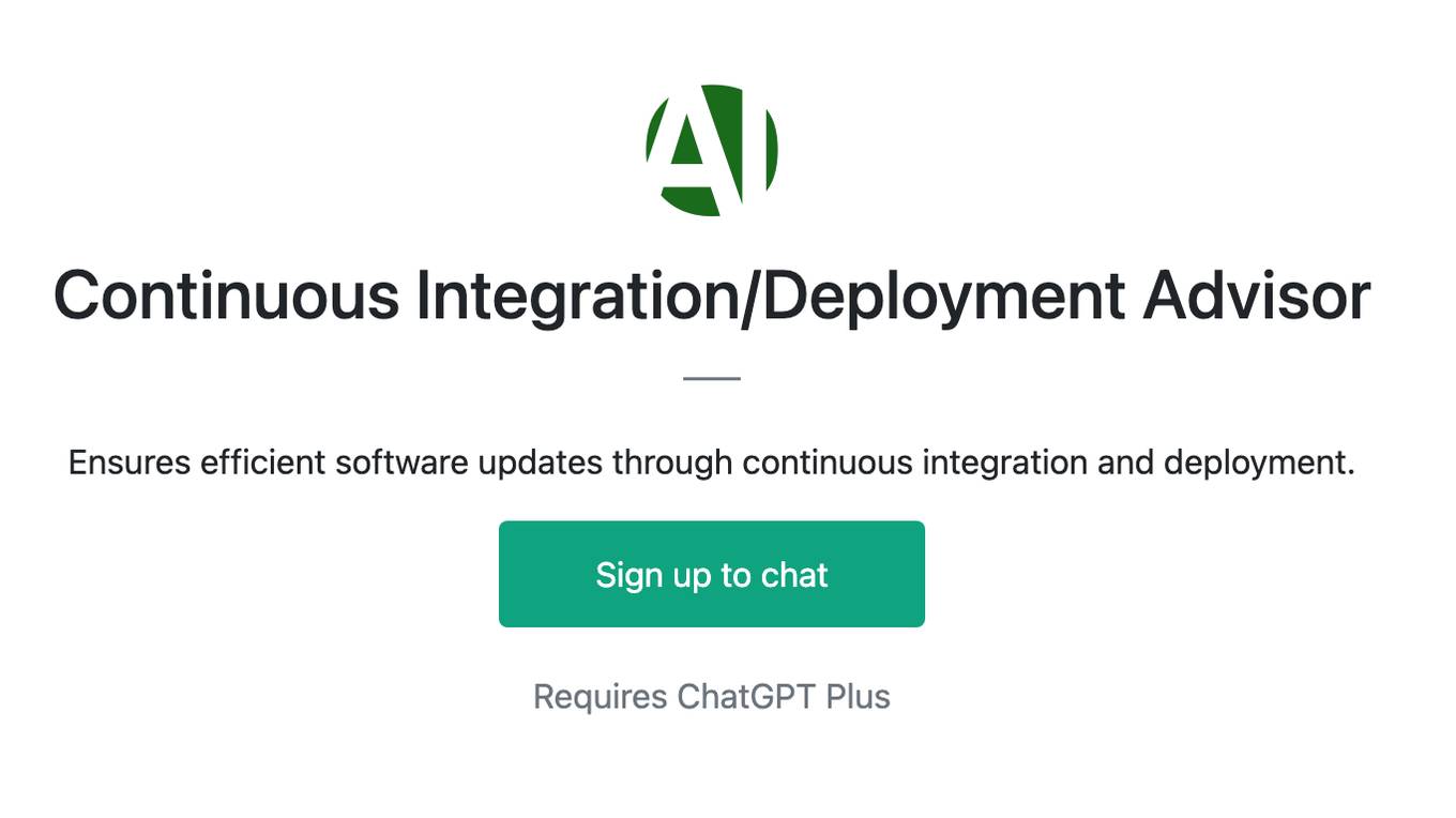 Continuous Integration/Deployment Advisor Screenshot