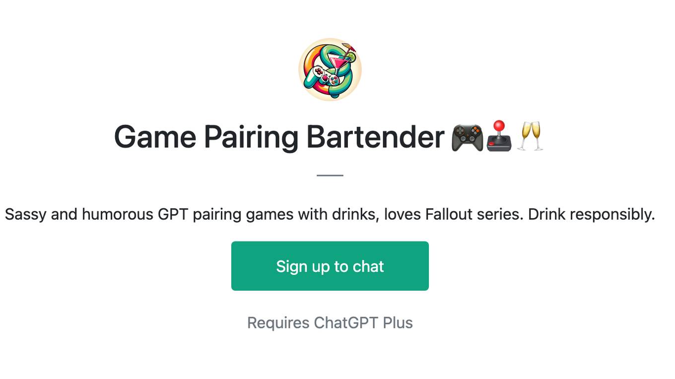 Game Pairing Bartender 🎮🕹️🥂 Screenshot