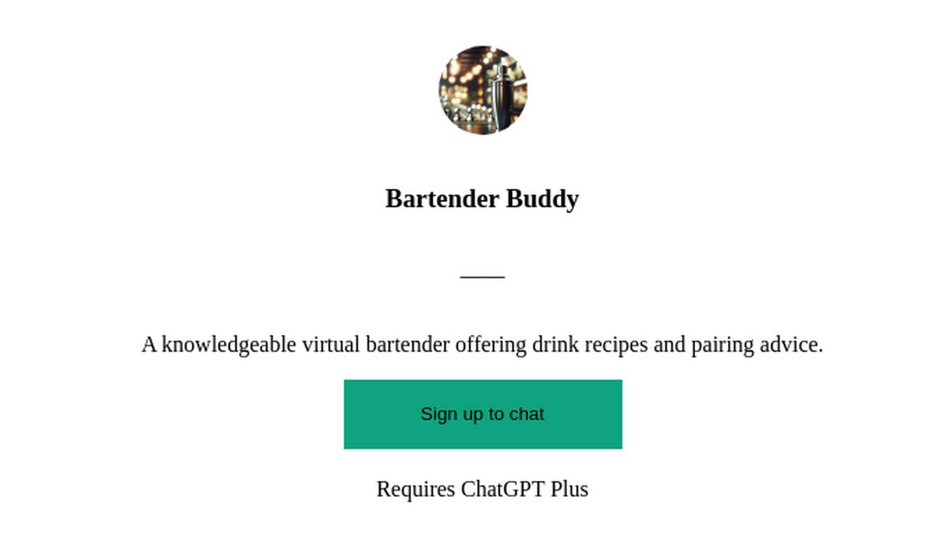 Bartender Buddy Screenshot