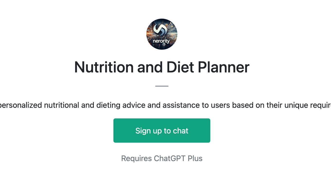 Nutrition and Diet Planner Screenshot