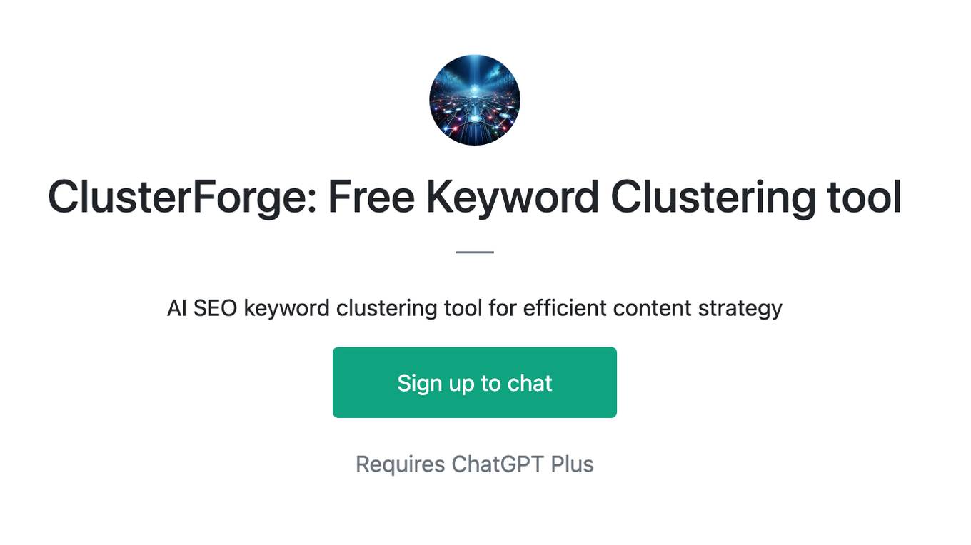 ClusterForge: Free Keyword Clustering tool Screenshot