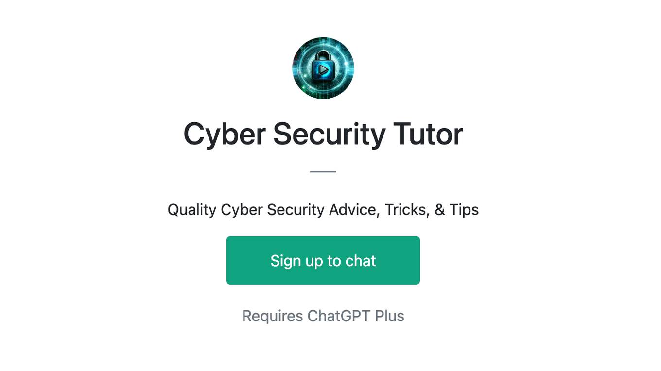 Cyber Security Tutor Screenshot