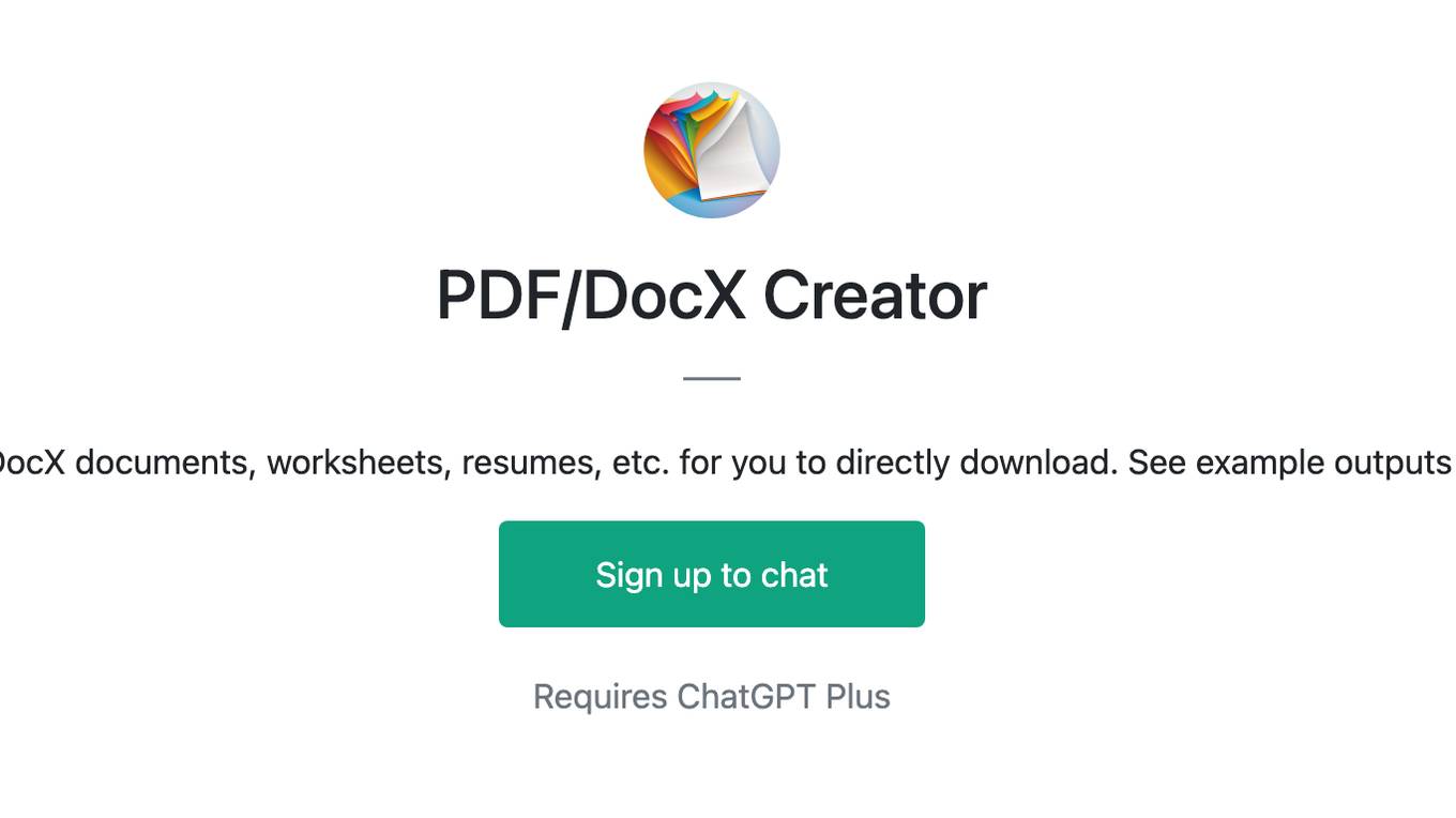 PDF/DocX Creator Screenshot