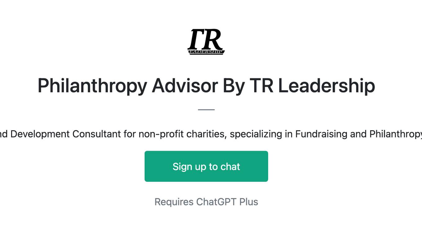 Philanthropy Advisor By TR Leadership Screenshot