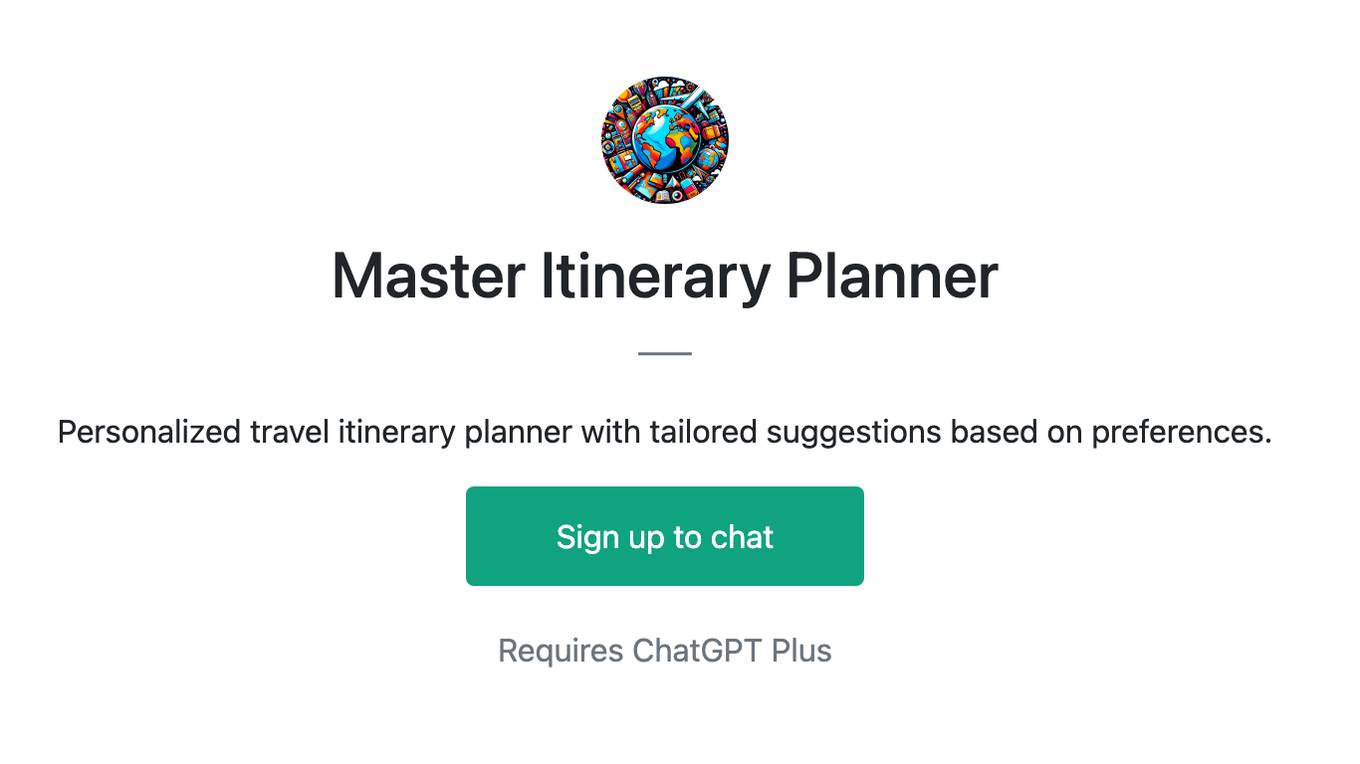 Master Itinerary Planner Screenshot