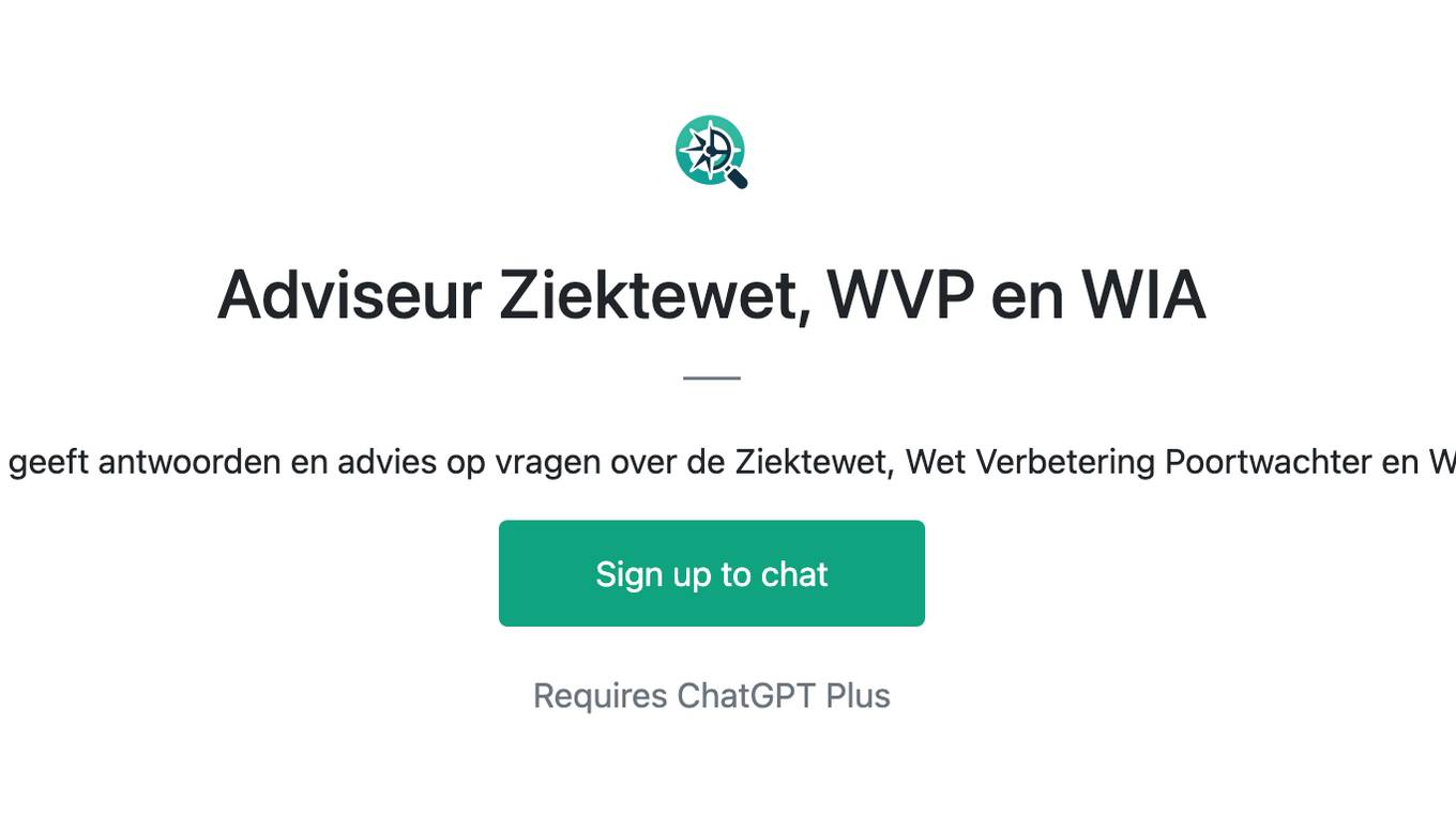 Adviseur Ziektewet, WVP en WIA Screenshot