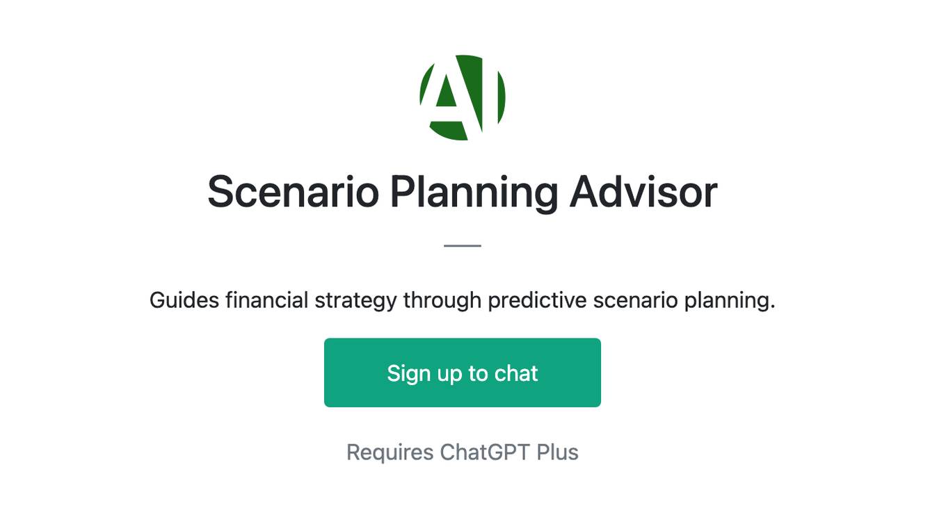 Scenario Planning Advisor Screenshot