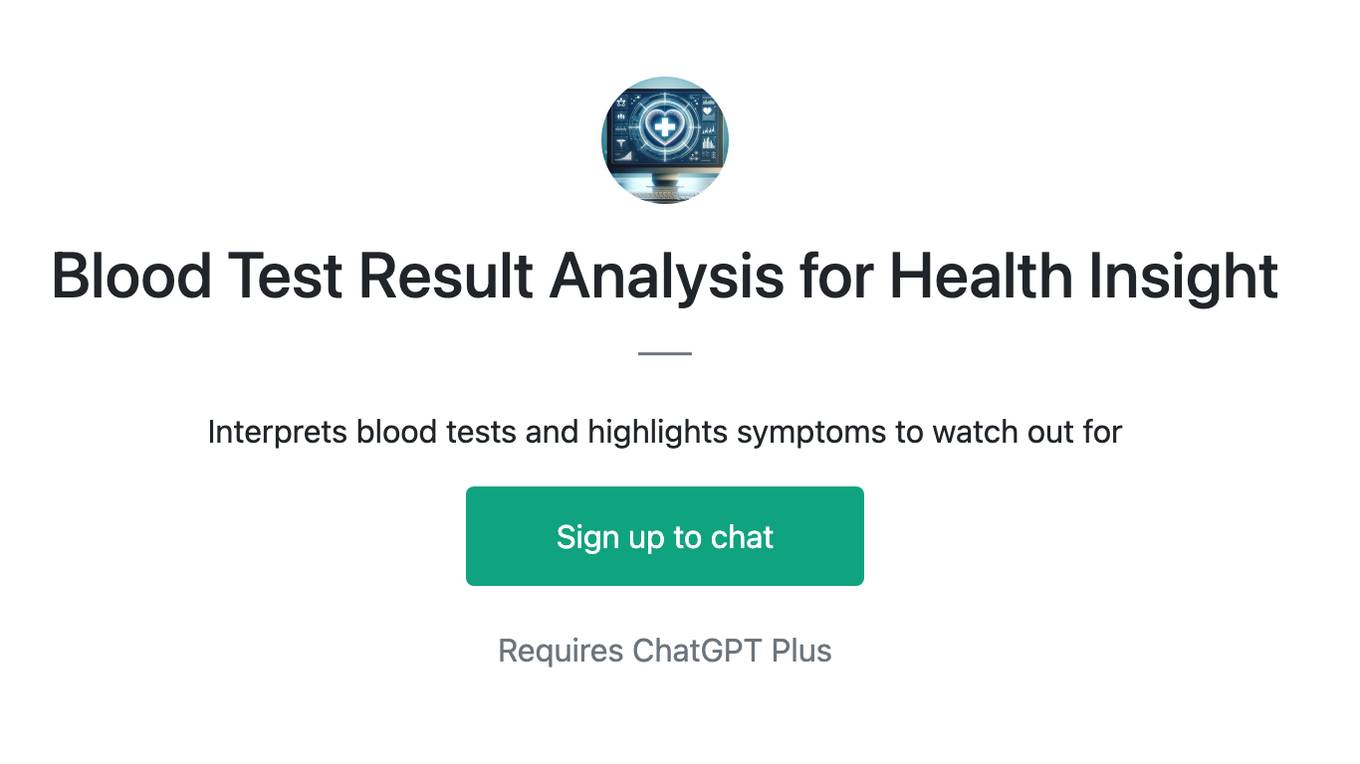 Blood Test Result Analysis for Health Insight Screenshot