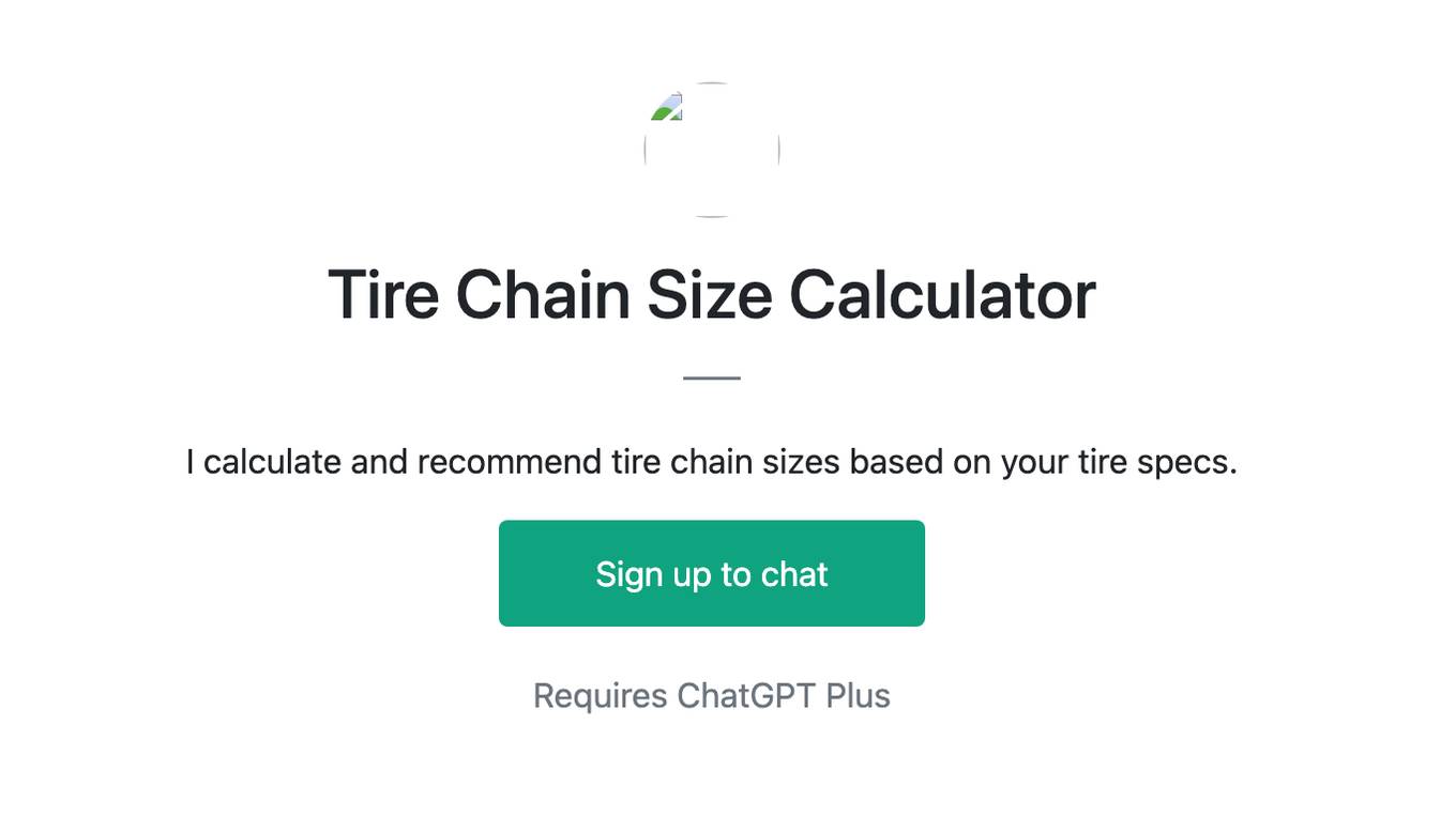 Tire Chain Size Calculator Screenshot