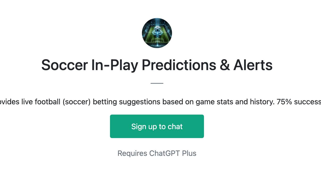 Soccer In-Play Predictions & Alerts Screenshot