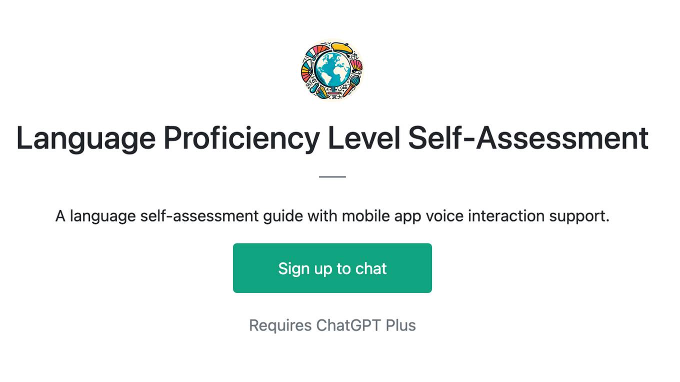 Language Proficiency Level Self-Assessment Screenshot