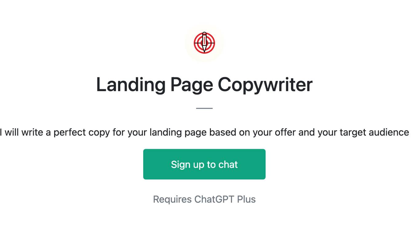 Landing Page Copywriter Screenshot