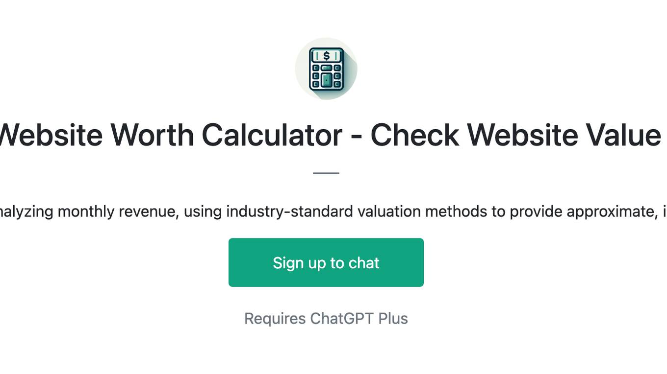 Website Worth Calculator - Check Website Value Screenshot