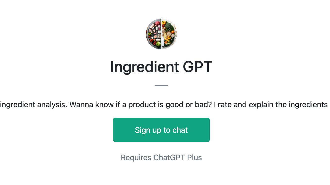 Ingredient GPT Screenshot