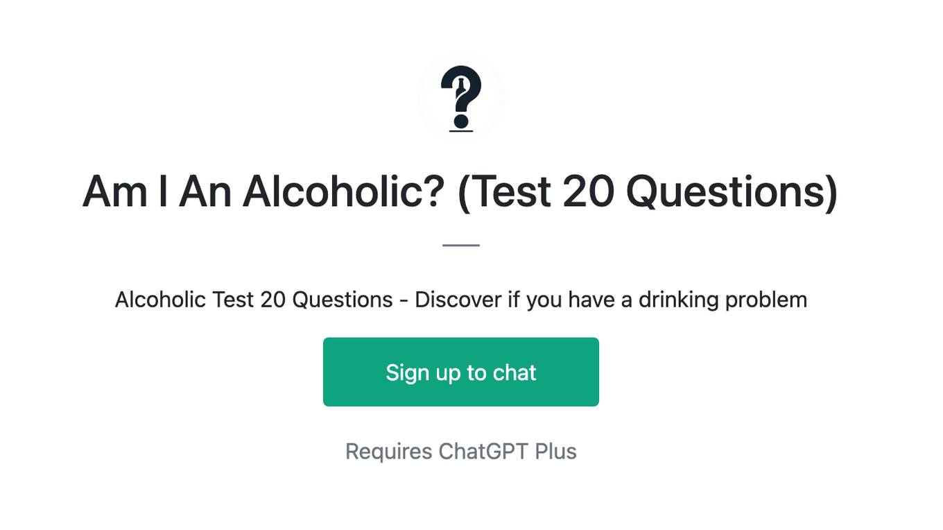 Am I An Alcoholic? (Test 20 Questions) Screenshot