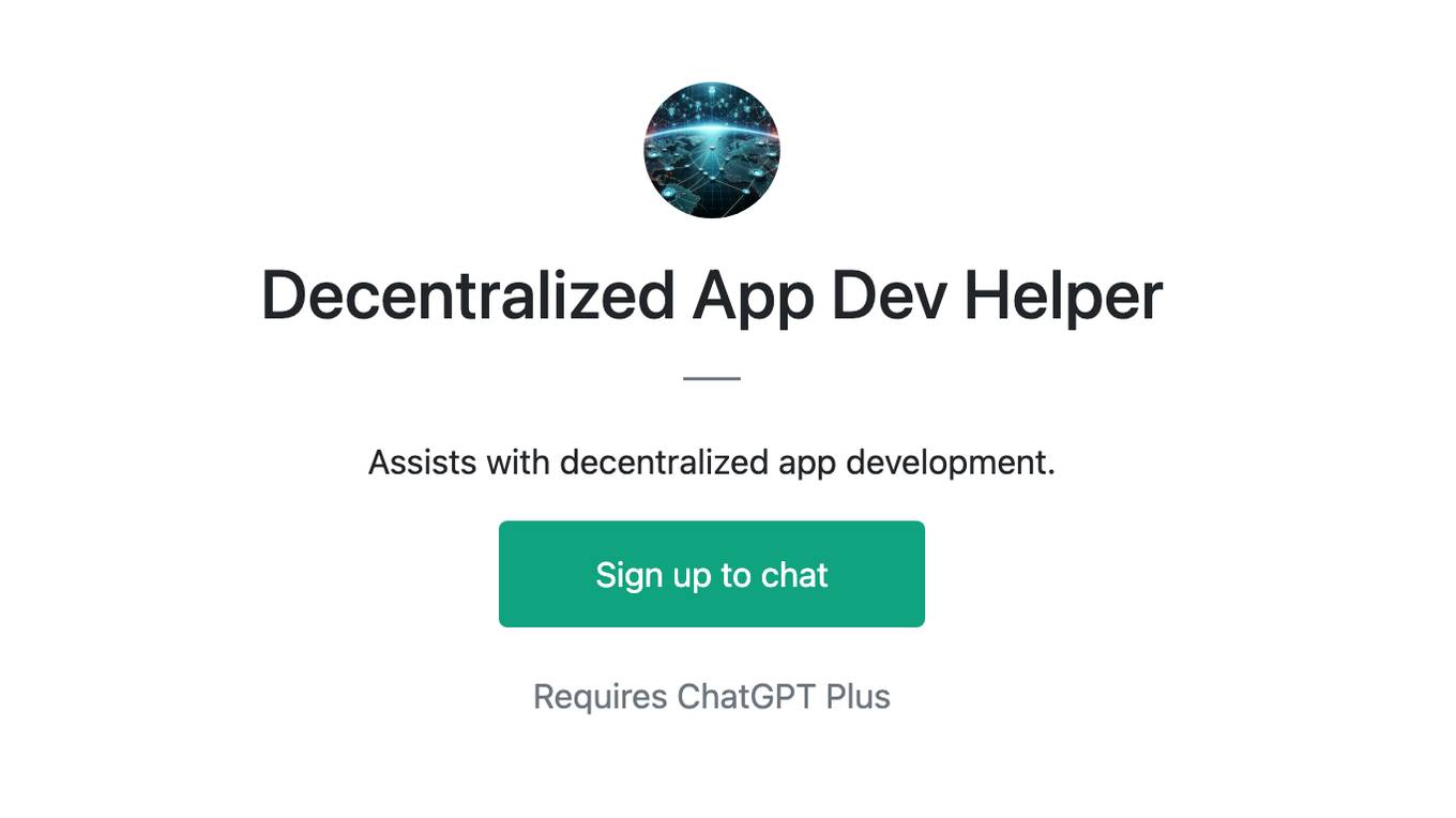 Decentralized App Dev Helper Screenshot