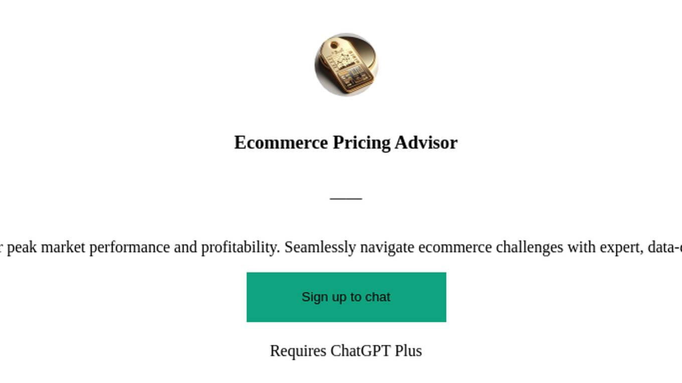 Ecommerce Pricing Advisor Screenshot