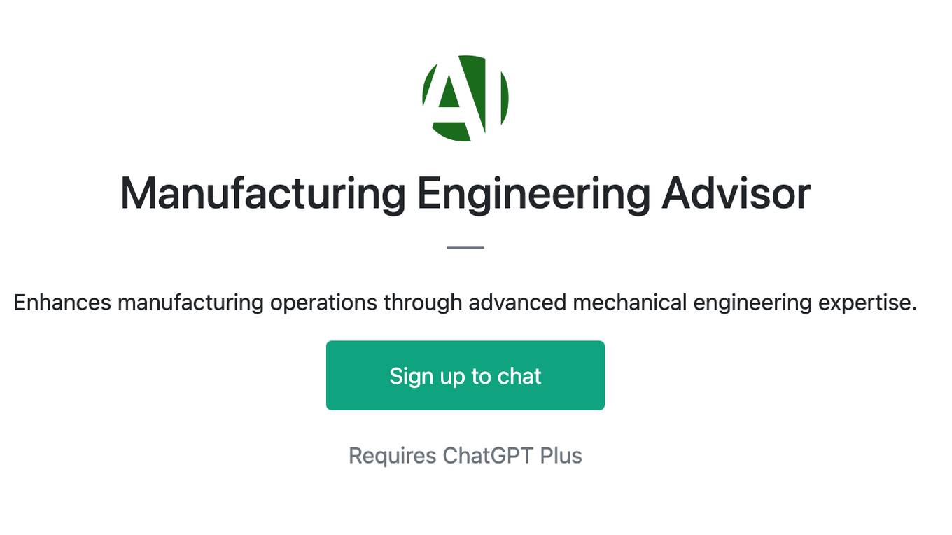 Manufacturing Engineering Advisor Screenshot