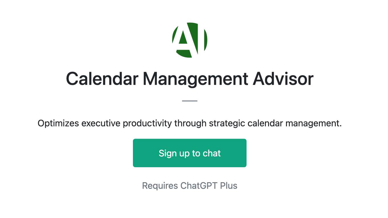 Calendar Management Advisor Screenshot