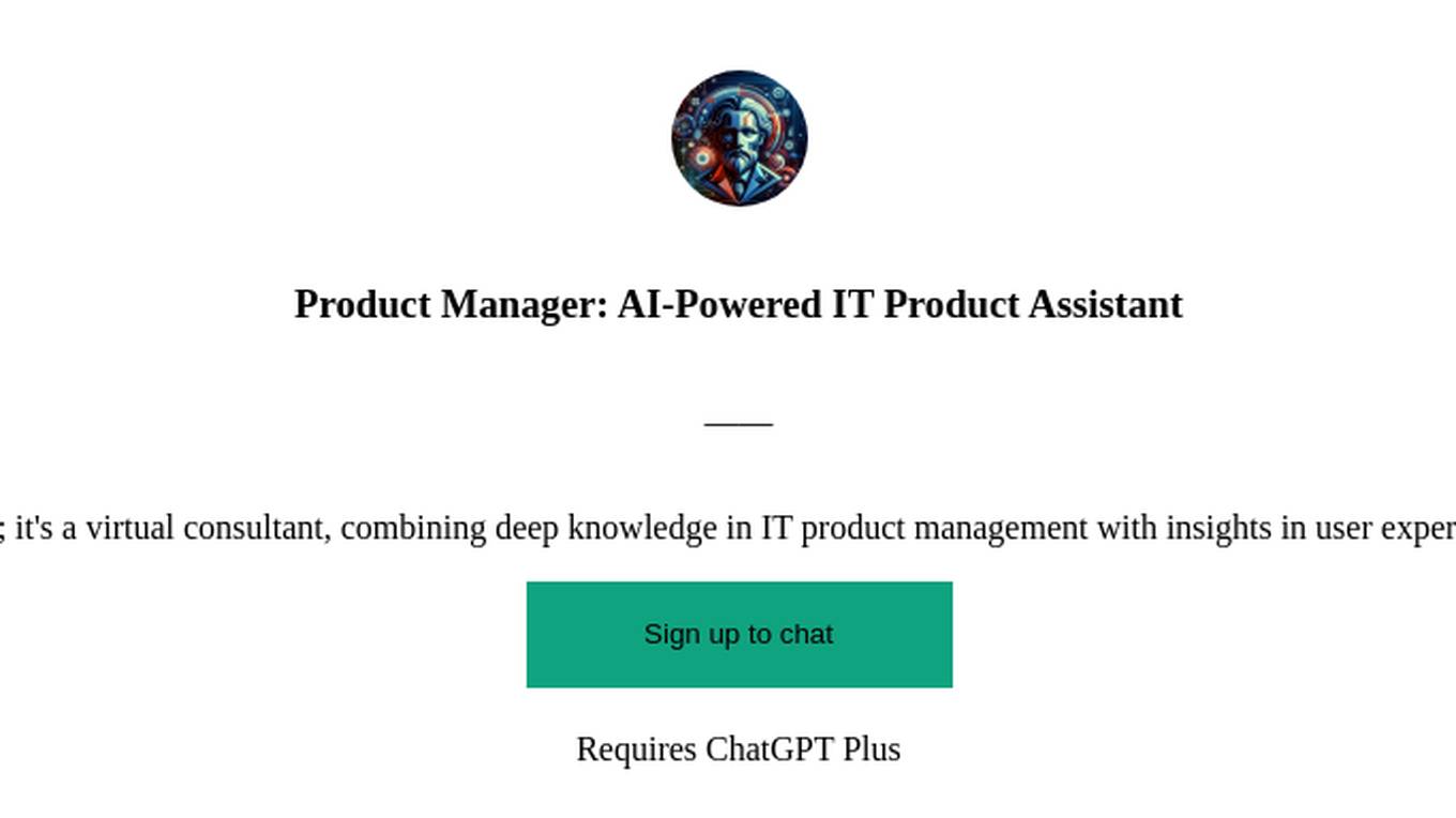 Product Manager: AI-Powered IT Product Assistant Screenshot