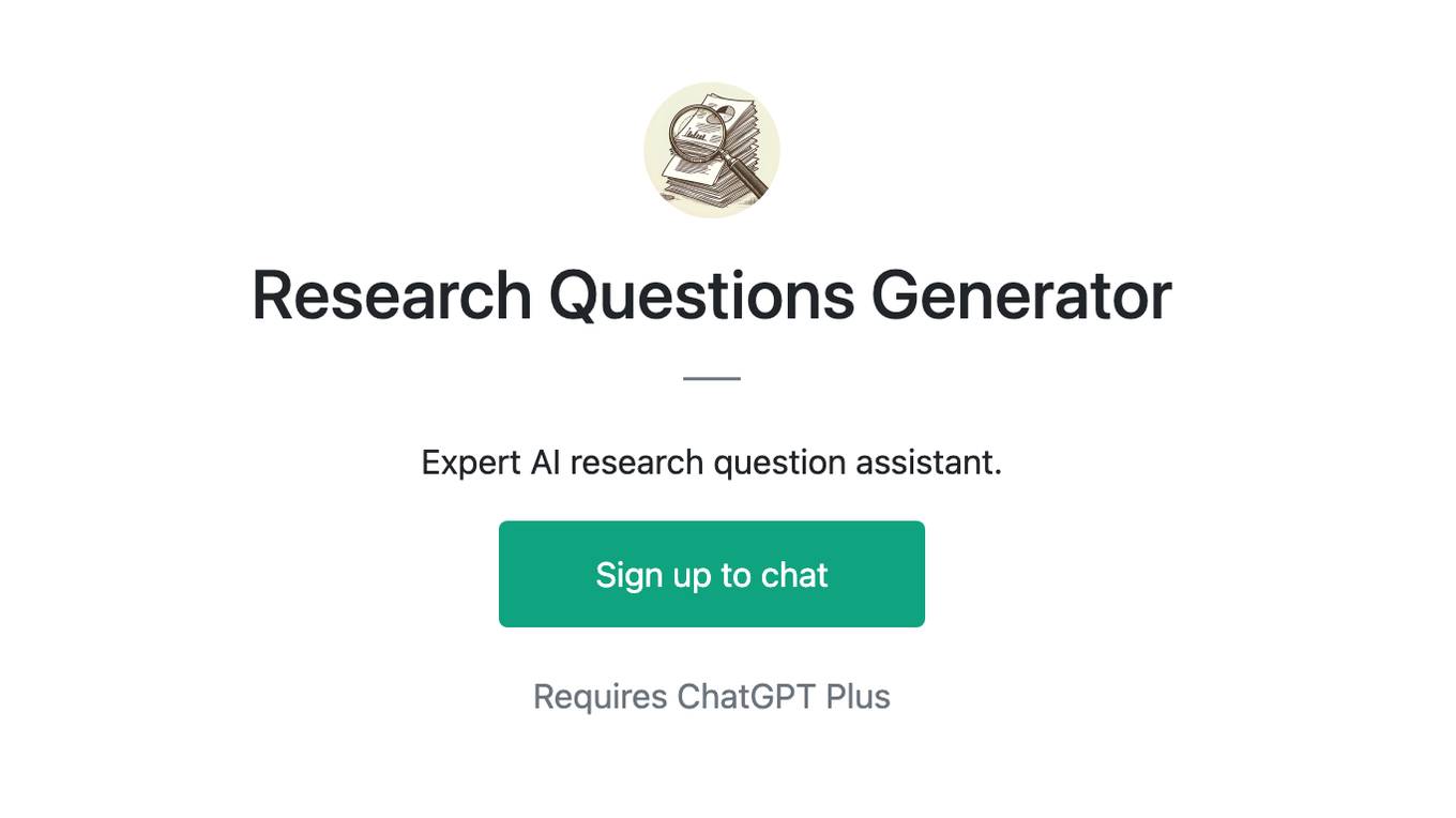 Research Questions Generator Screenshot