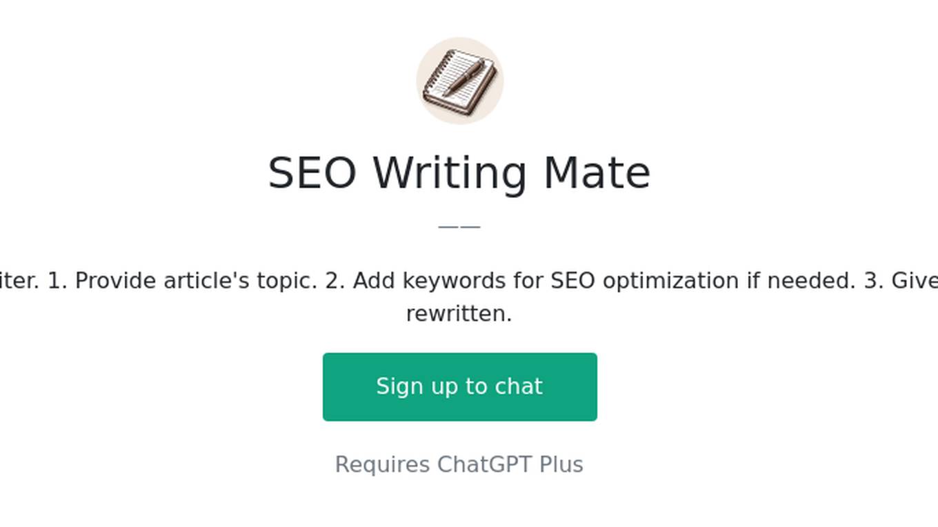 SEO Writing Mate Screenshot