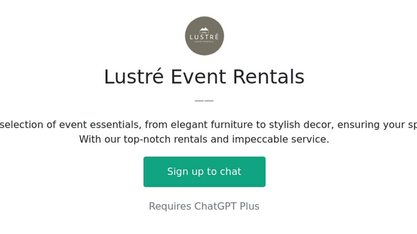 Lustré Event Rentals Screenshot