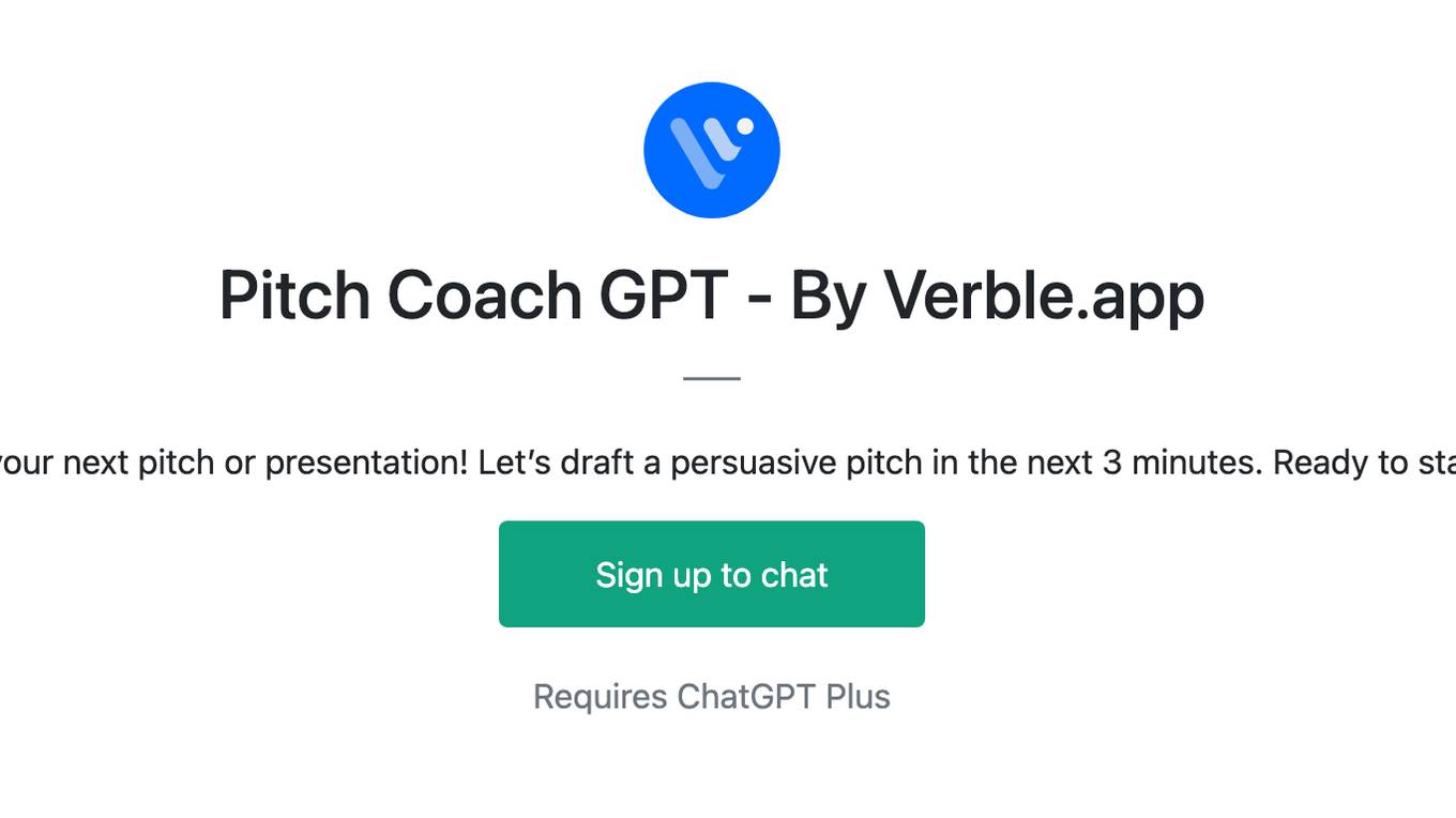 Pitch Coach GPT - By Verble.app Screenshot