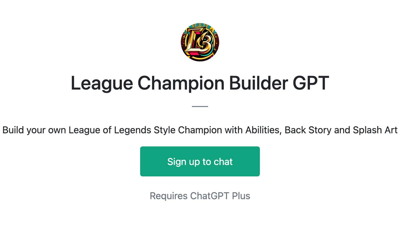 League Champion Builder GPT Screenshot