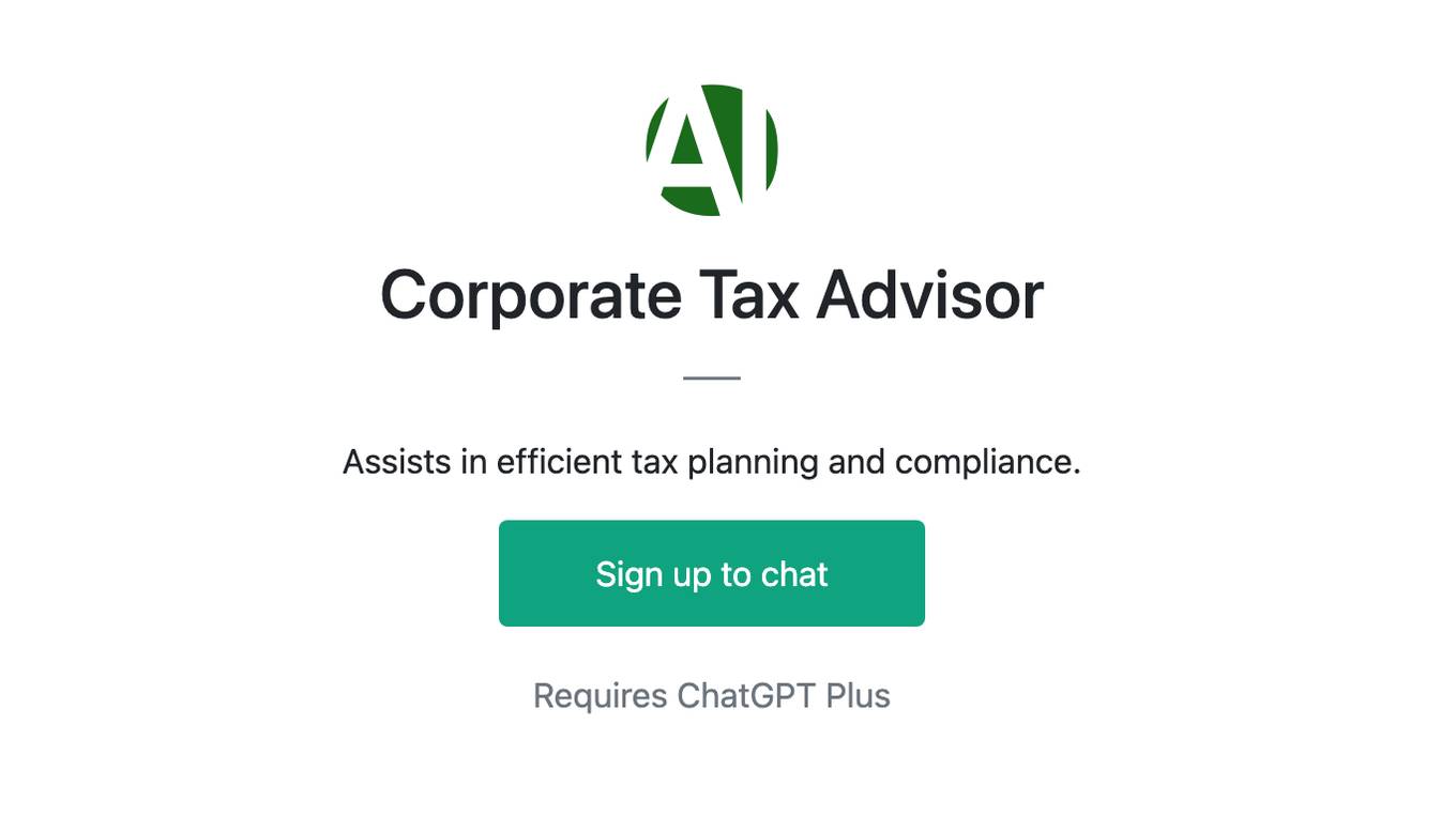 Corporate Tax Advisor Screenshot