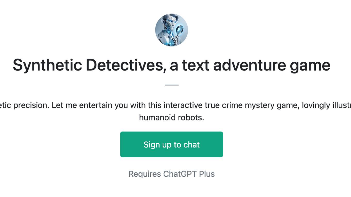 Synthetic Detectives, a text adventure game Screenshot