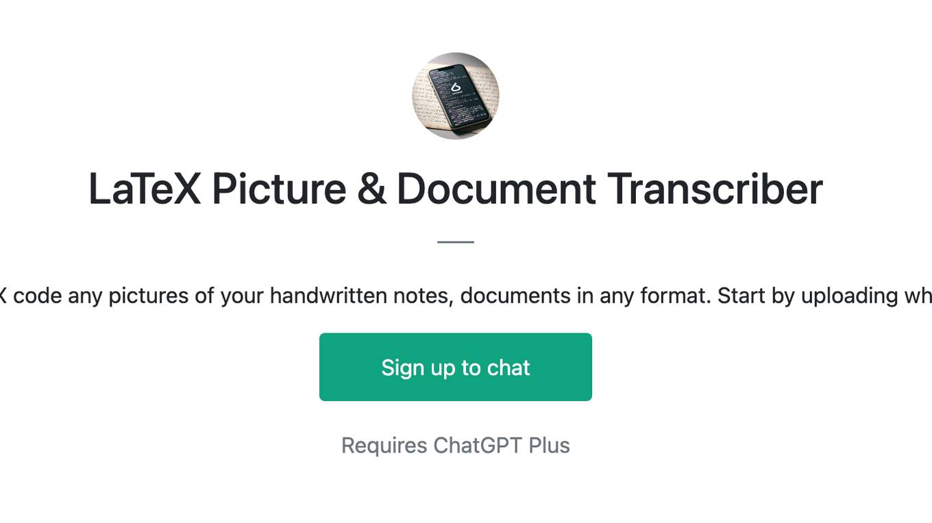 LaTeX Picture & Document Transcriber Screenshot