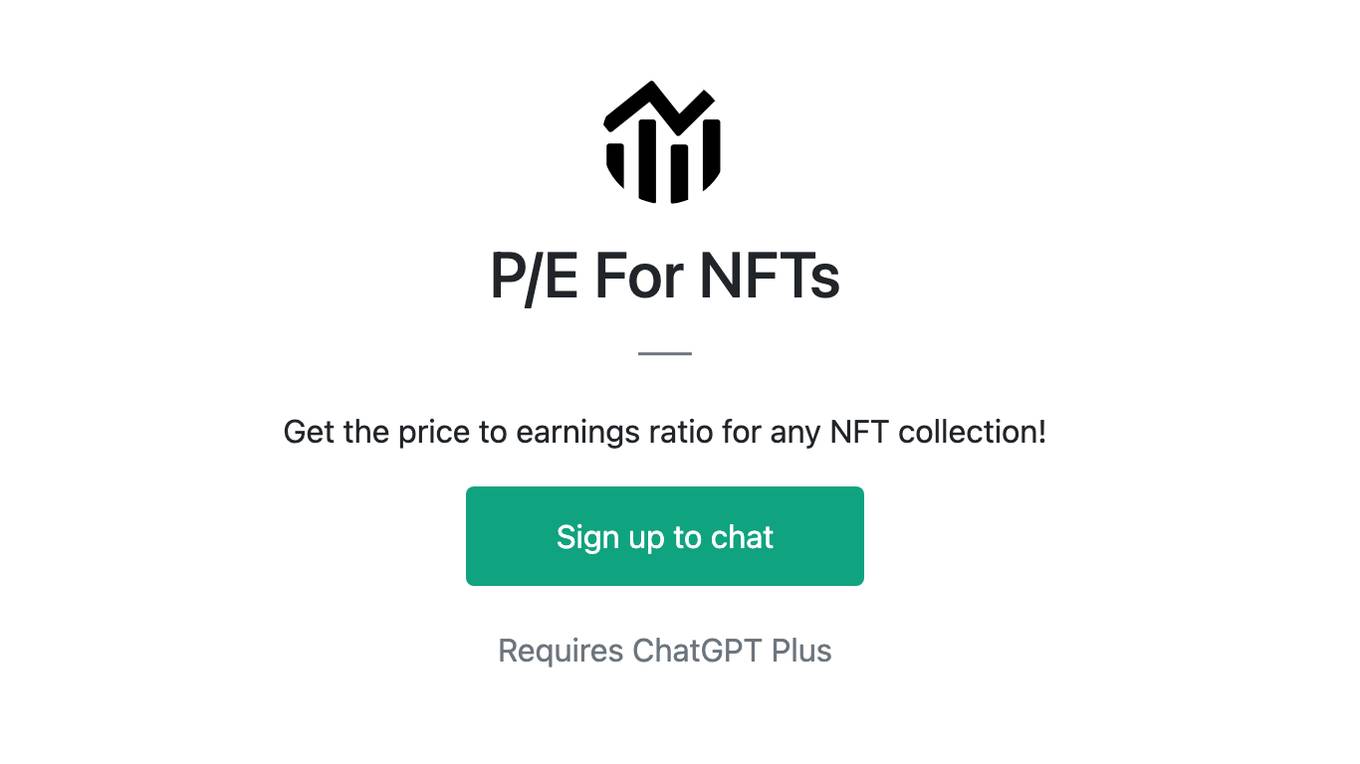 P/E For NFTs Screenshot