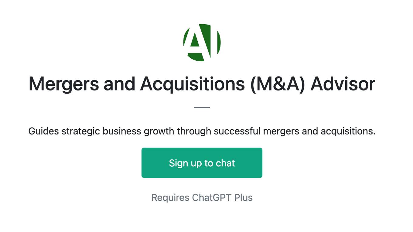 Mergers and Acquisitions (M&A) Advisor Screenshot