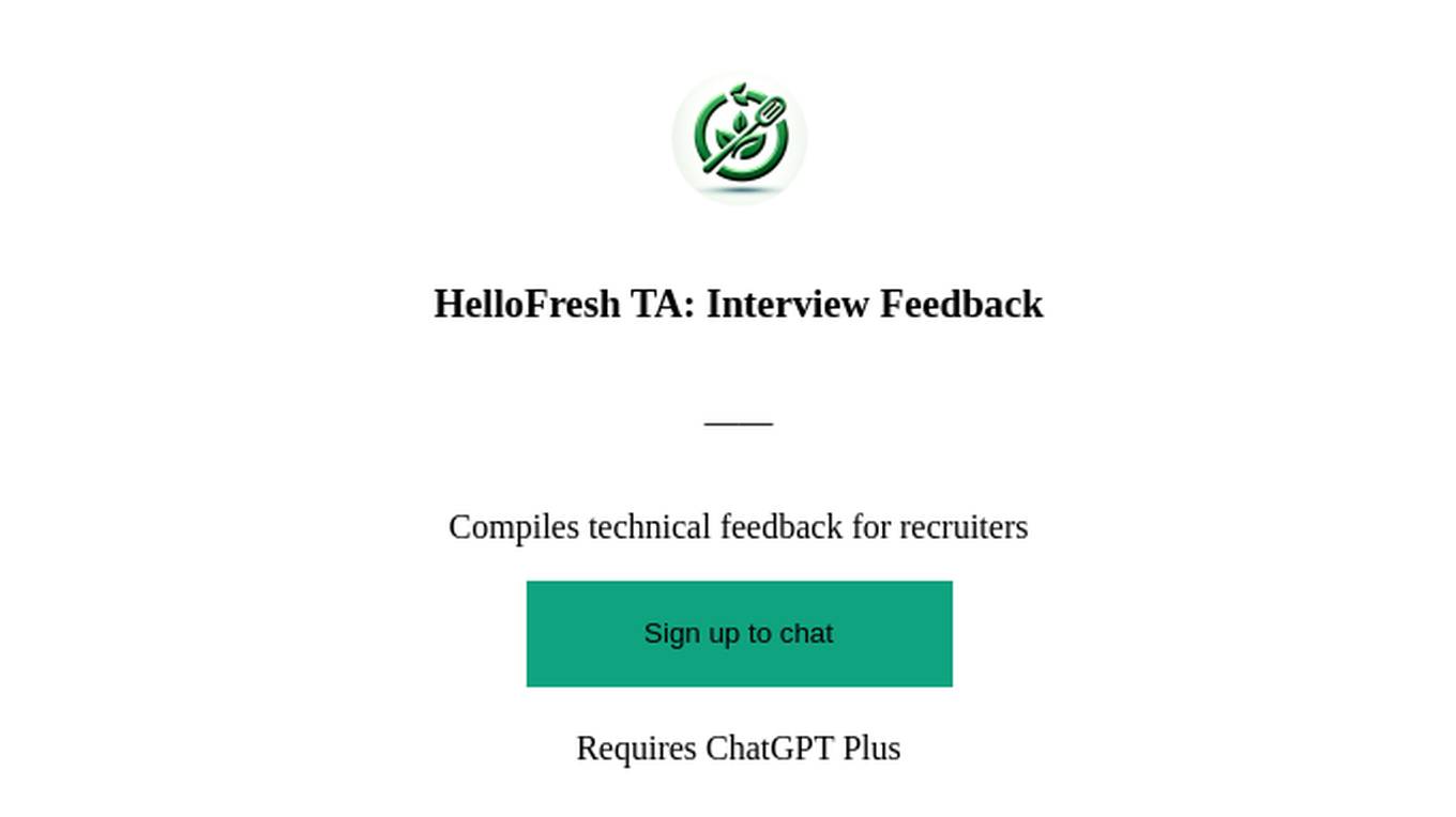 HelloFresh TA: Interview Feedback Screenshot