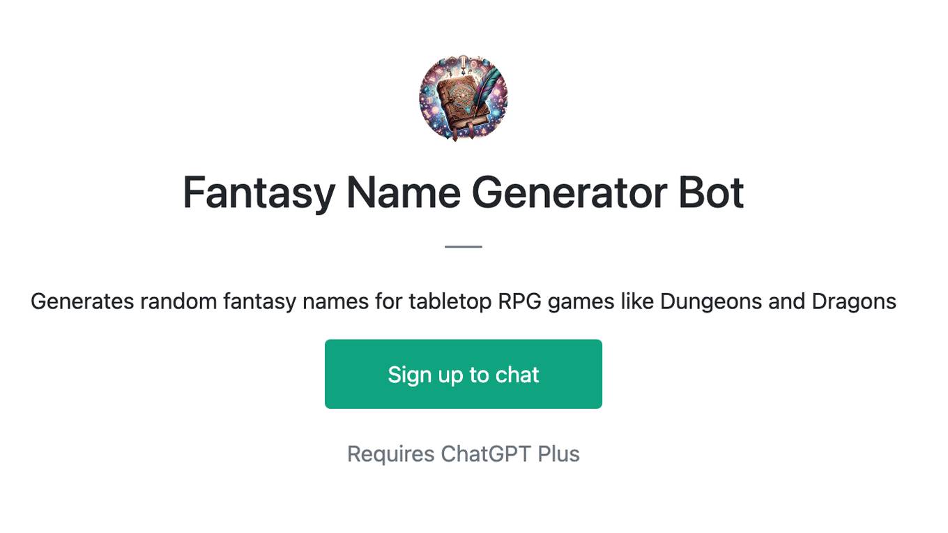 Fantasy Name Generator Bot Screenshot