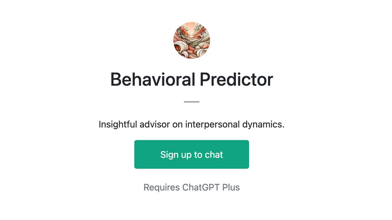 Behavioral Predictor Screenshot