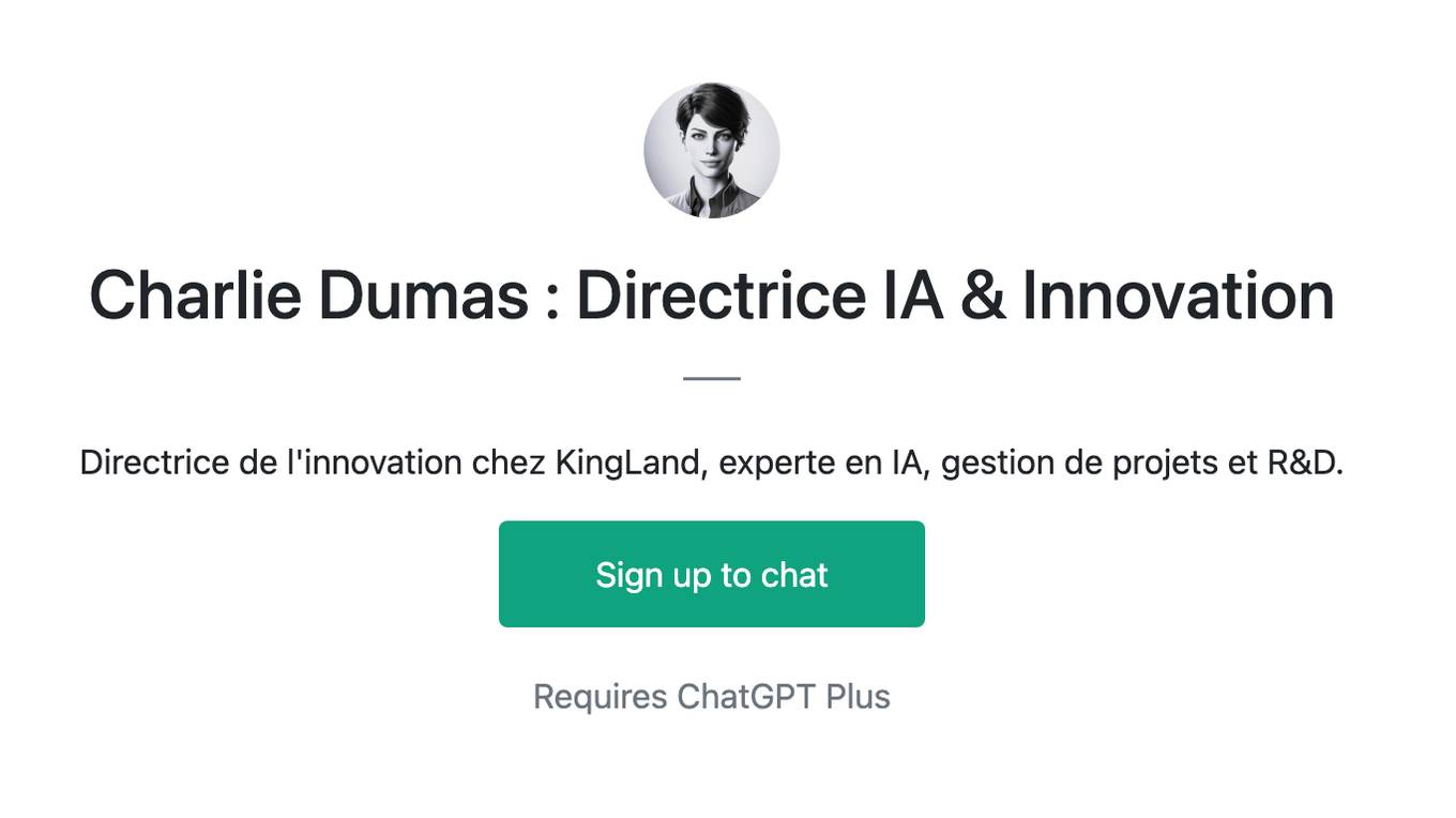 Charlie Dumas : Directrice IA & Innovation Screenshot