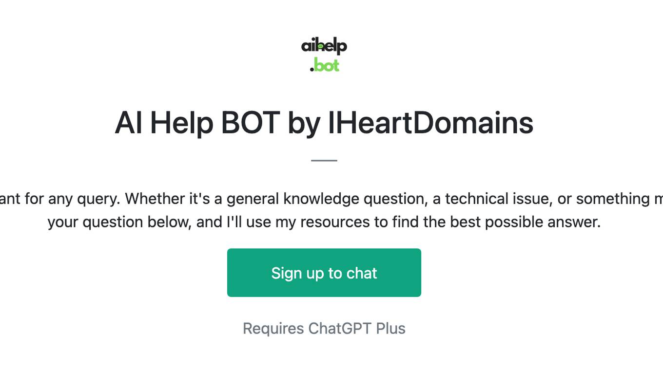 AI Help BOT by IHeartDomains Screenshot