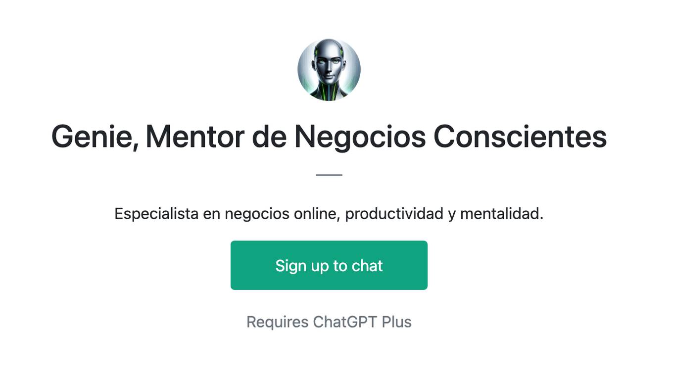 Genie, Mentor de Negocios Conscientes Screenshot