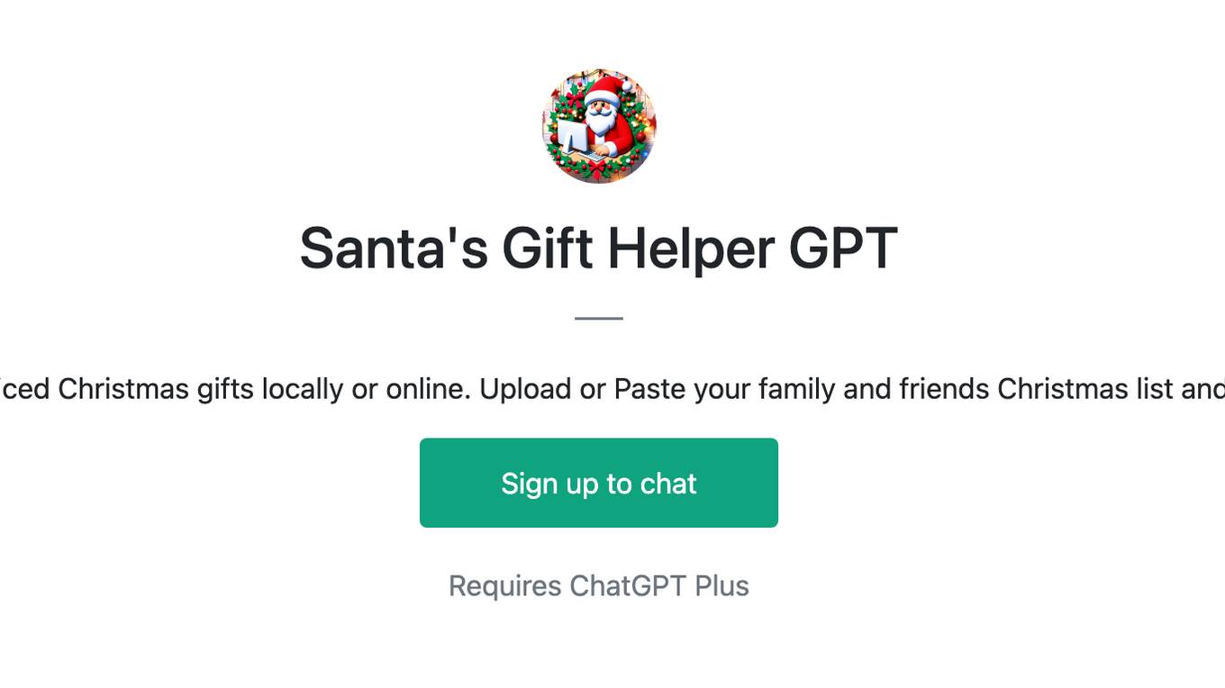 Santa's Gift Helper GPT Screenshot