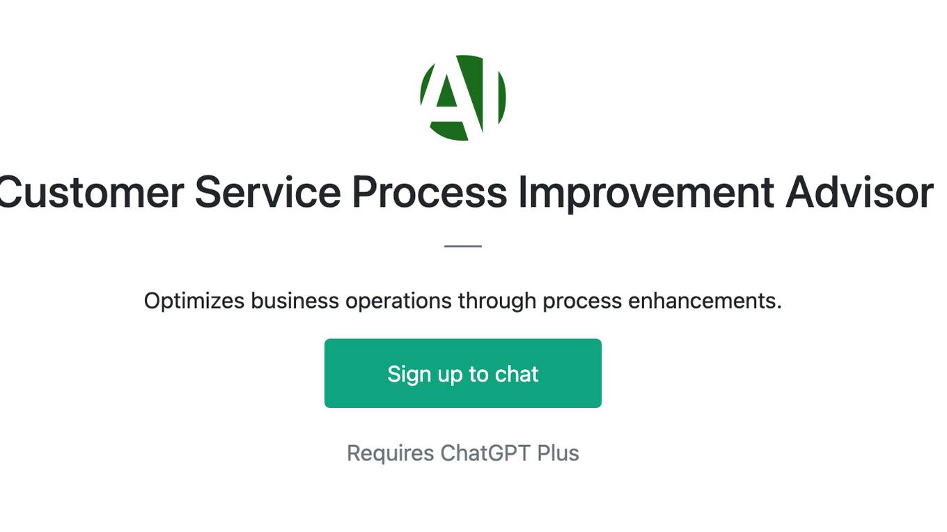 Customer Service Process Improvement Advisor Screenshot